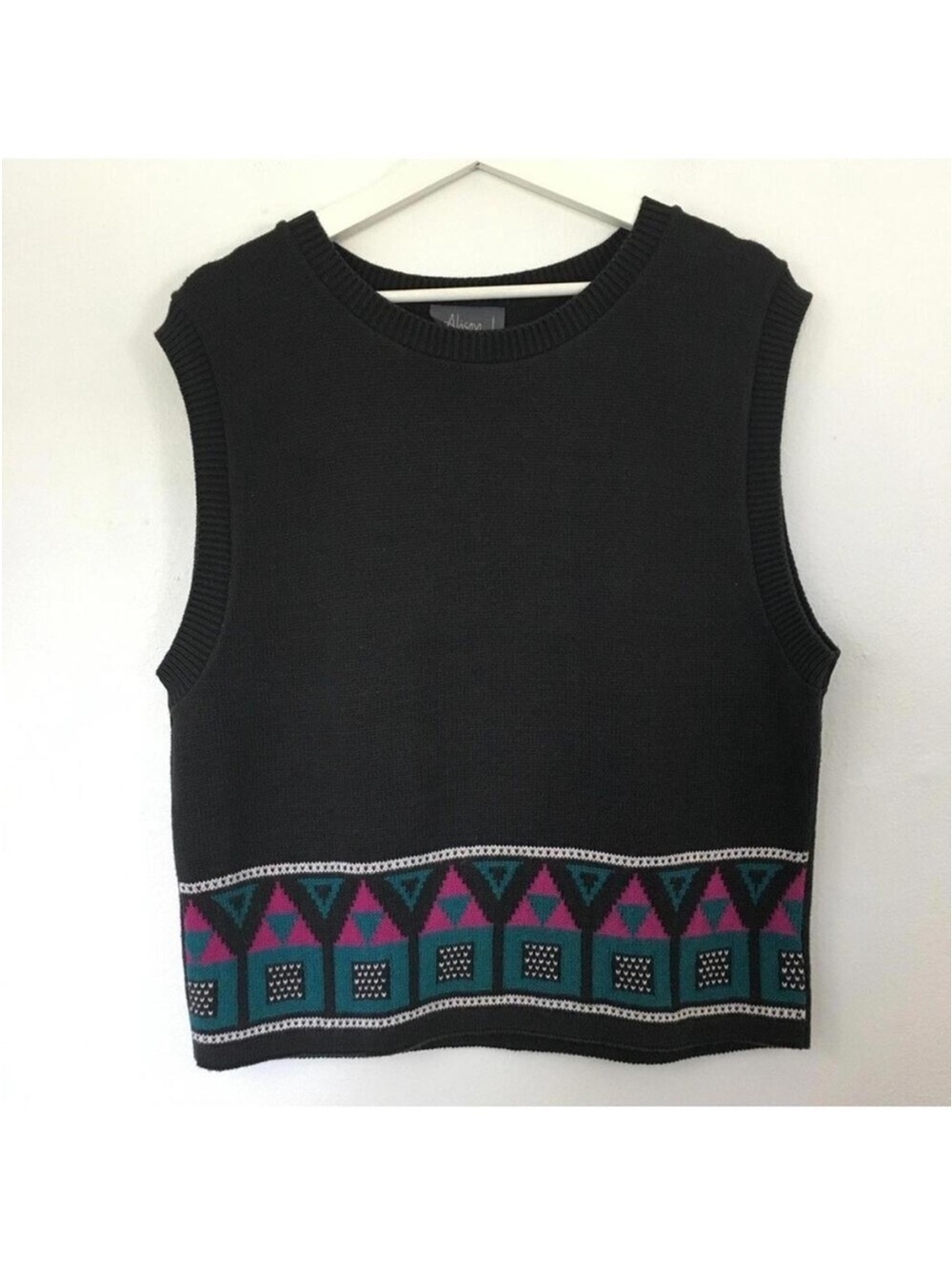 Vintage Alison J Women’s Cottage Core House Pattern Sweater Vest Size L